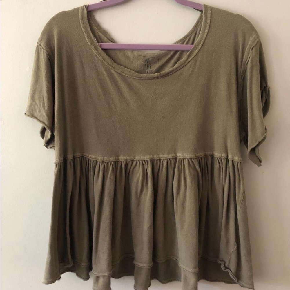 Olive green Free People babydoll top